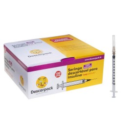 Seringa De Insulina 1 Ml Com Agulha 13 X 0,45 - 100 Unid - Descarpack