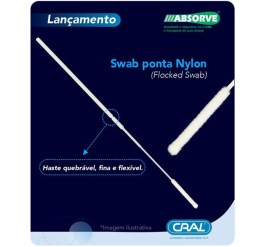 Swab Descartável Estéril Com Haste Plástica Com Ponta De Nylon - 100 Unid - Absorve