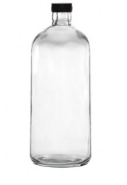 FRASCO DE VIDRO TRANSPARENTE COM TAMPA E BATOQUE - 1.000ML