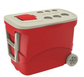 Caixa Térmica Com Termômetro E Rodas Vermelha - 50 Litros