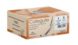 Fio De Sutura Categute Cromado Absorvível 1-0 - Ag 3/8 - 30 Mm - 24 Unid - Technofio