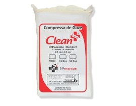 COMPRESSA DE GAZE NÃO ESTÉRIL 7,5 X 7,5 - 13 FIOS - 500 UNID - CLEAN