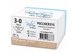 Fio De Sutura De Poliglecaprone PGCL 3-0 Com Agulha 3/8 Cilindrica 3,1 Fio 70cm - 6 Unid - Bioline
