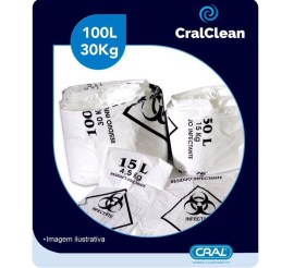 Saco Para Lixo Hospitalar Infectante Branco - 100 Litros - 100 Unid - Cral