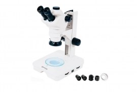 Microscópio Estereoscópico Trinocular, Zoom 0.8x ~ 5x, Aumento 8x A 200x, Iluminação Transmitida E Refletida Led 2w - TNE-10-TN