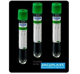 Tubo De Vácuo (Vidro) Heparina - 9 Ml - 100 Unid -  Vacuplast