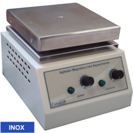 Agitador Magnético Com Aquecimento Plataforma Quadrada Inox - 18x18 Cm - 15 Litros - CE-1540/QI