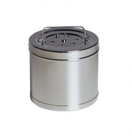 TAMBOR EM AÇO INOX COM TAMPA PERFURADA E ALÇA - 1.600 ML